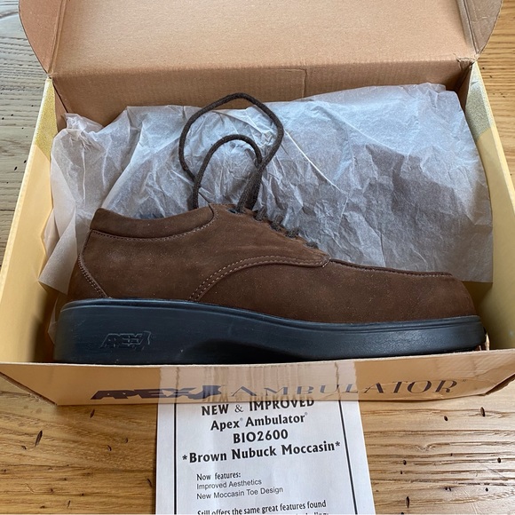 Men’s Apex Ambulator Bio 2600 Brown Nubuck Leather Shoes - Picture 10 of 11